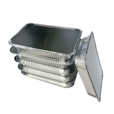Τροφίμων Oem Takeaway συσκευασία Δίσκοι Fast Food δοχείο ορθογώνιο ψήσιμο αλουμινένιο φύλλο κατσαρόλες με κάλυμμα
