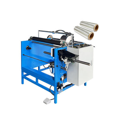 350 KG χειροκίνητο ταινία τέντωσης ρολ Rewinder μονό σπινδάλιο αλουμινίου φύλλο κοπή και επανασύνδεση μηχανή